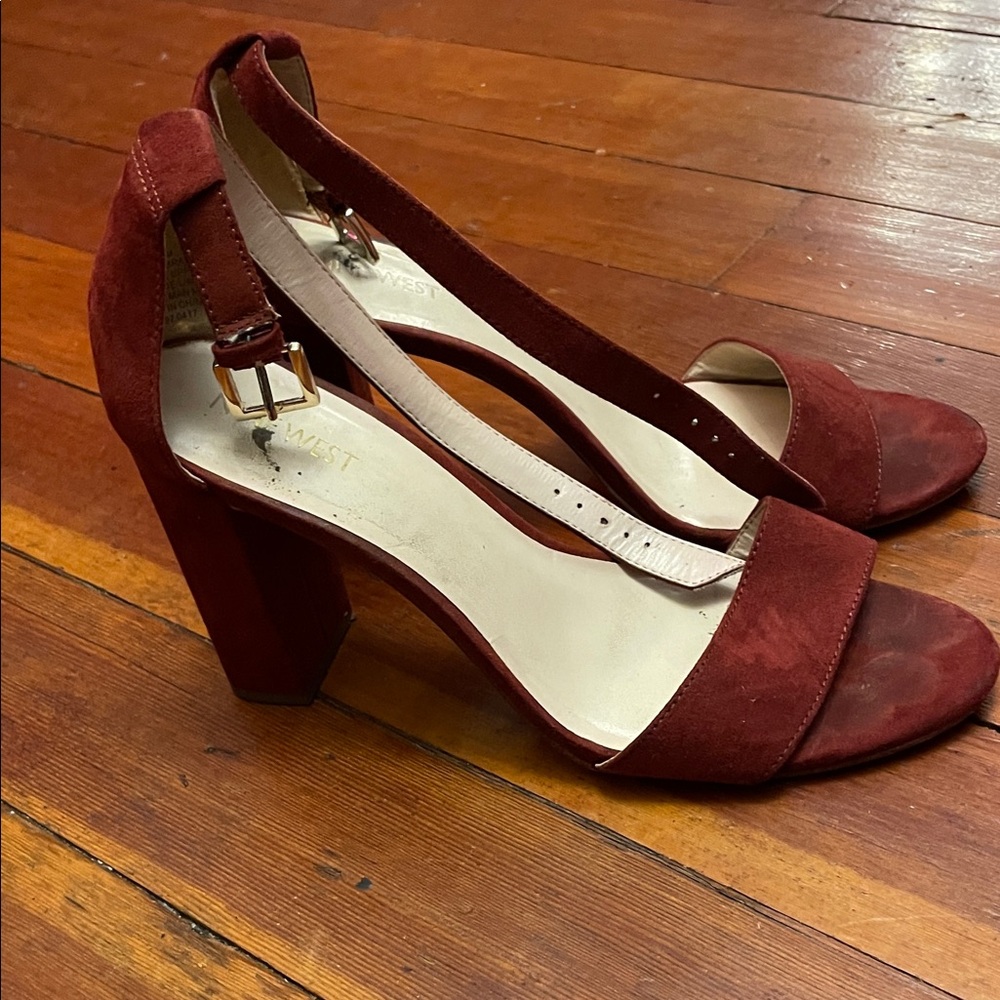 Nine West Burgundy Suede Block Heels